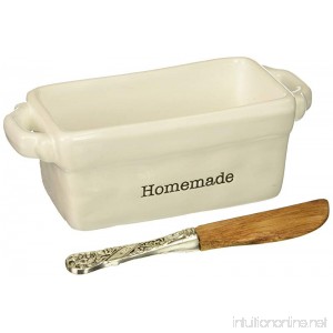 Mud Pie 4801009H Homemade Mini Loaf Server with Spreader White - B01GSL2QX8